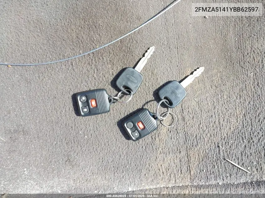 2000 Ford Windstar Lx VIN: 2FMZA5141YBB62597 Lot: 45528029