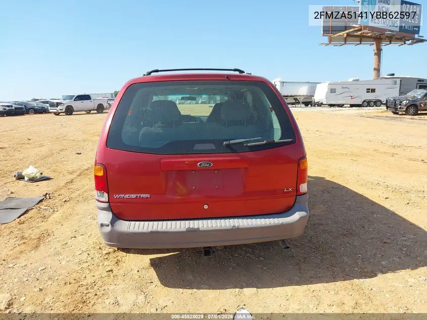 2000 Ford Windstar Lx VIN: 2FMZA5141YBB62597 Lot: 45528029