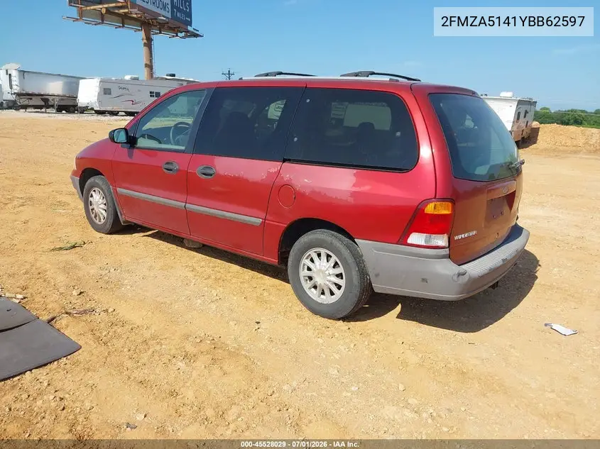 2000 Ford Windstar Lx VIN: 2FMZA5141YBB62597 Lot: 45528029