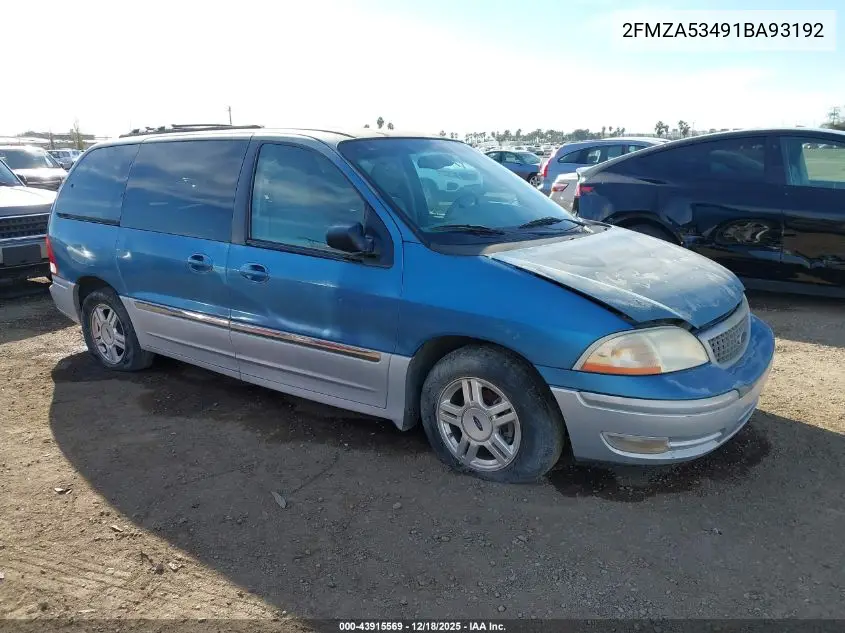 2001 Ford Windstar Sel VIN: 2FMZA53491BA93192 Lot: 43915569