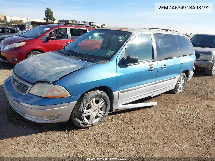 2001 Ford Windstar Sel VIN: 2FMZA53491BA93192 Lot: 43915569