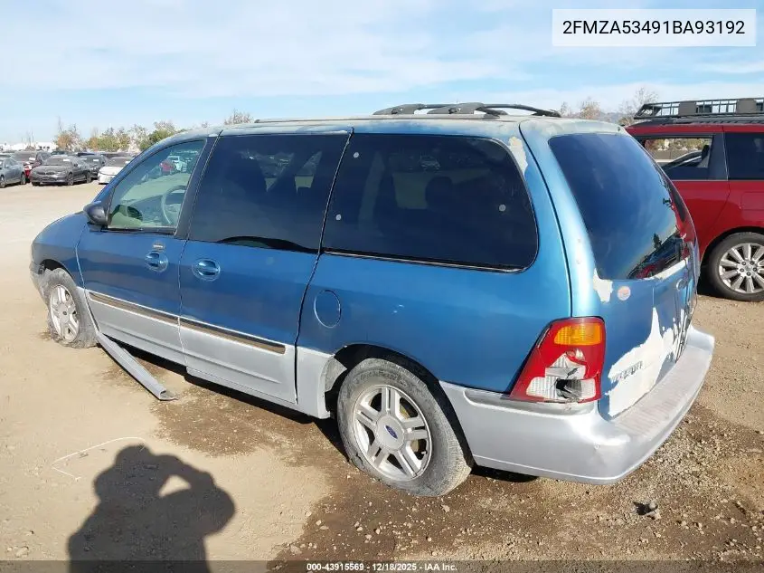 2001 Ford Windstar Sel VIN: 2FMZA53491BA93192 Lot: 43915569