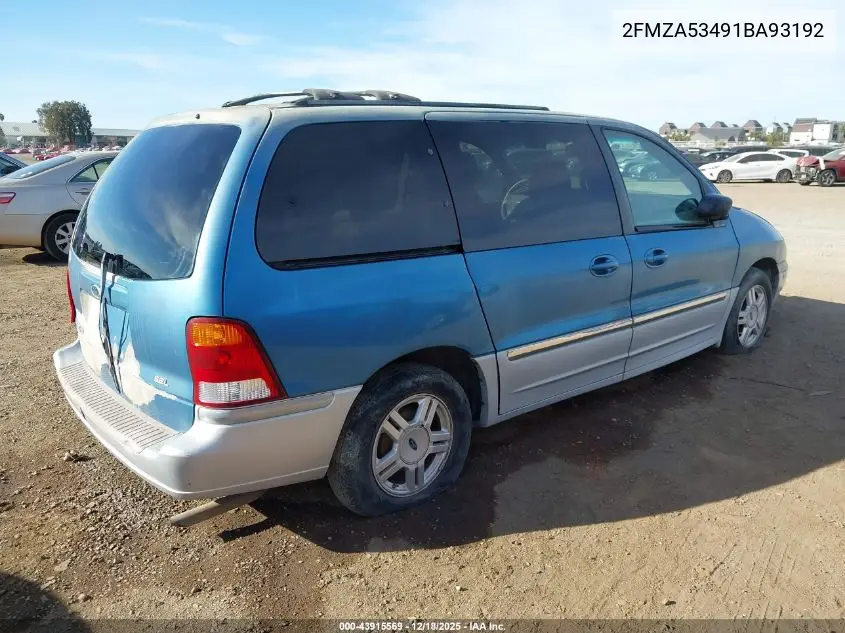2001 Ford Windstar Sel VIN: 2FMZA53491BA93192 Lot: 43915569