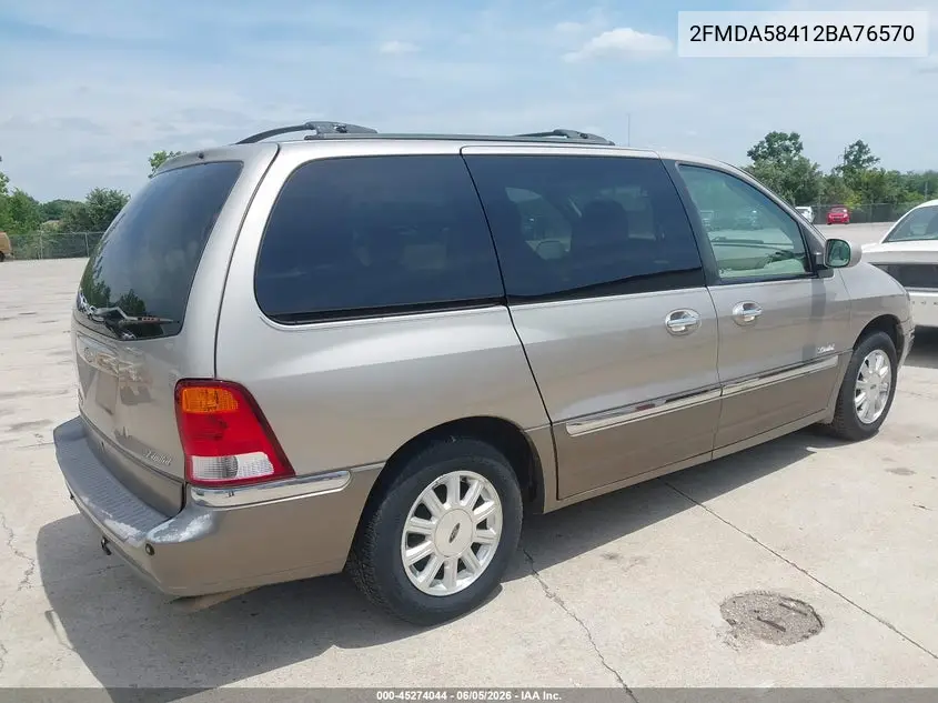 2002 Ford Windstar Limited VIN: 2FMDA58412BA76570 Lot: 45274044