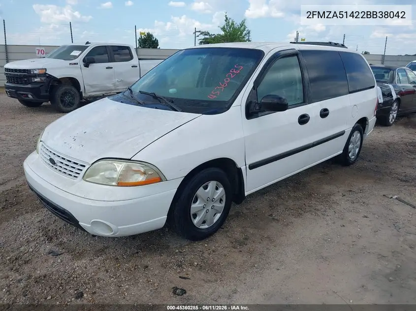 2002 Ford Windstar Lx VIN: 2FMZA51422BB38042 Lot: 45360285