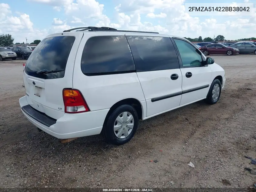2002 Ford Windstar Lx VIN: 2FMZA51422BB38042 Lot: 45360285