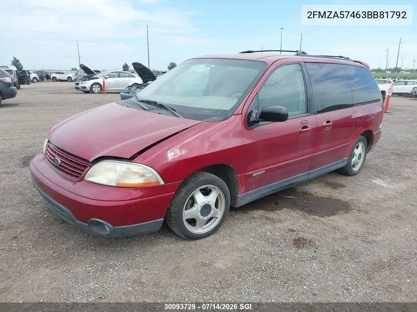 2003 Ford Windstar Sport VIN: 2FMZA57463BB81792 Lot: 30093729