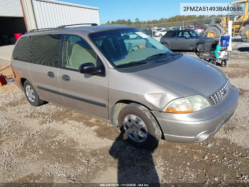 2003 Ford Windstar Lx VIN: 2FMZA51493BA80688 Lot: 43676376