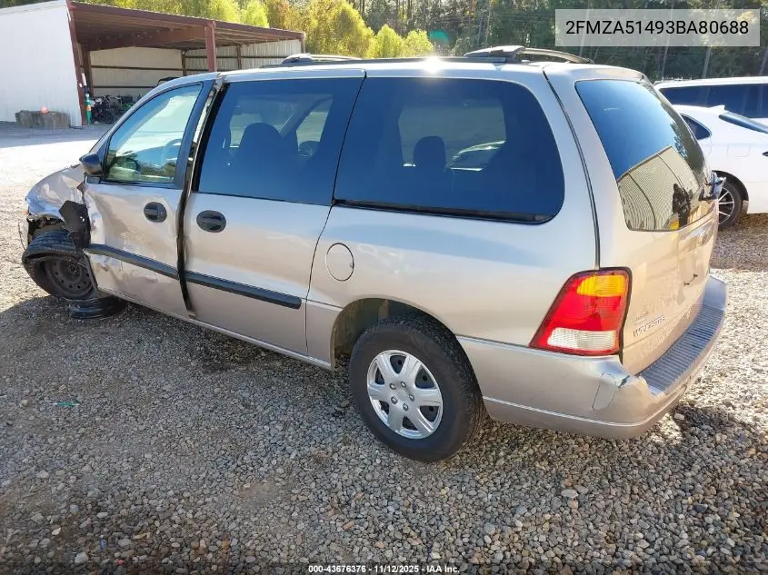 2003 Ford Windstar Lx VIN: 2FMZA51493BA80688 Lot: 43676376