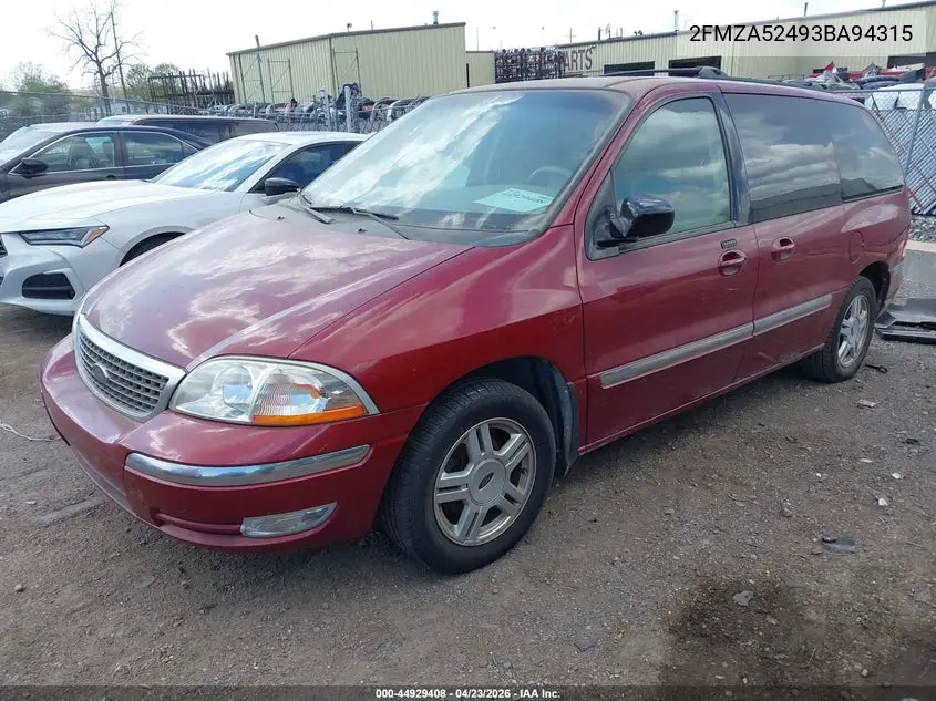 2003 Ford Windstar Se VIN: 2FMZA52493BA94315 Lot: 44929408