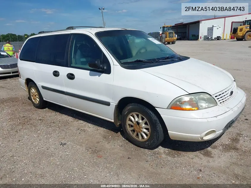 2003 Ford Windstar Lx VIN: 2FMZA51403BA84743 Lot: 45190903