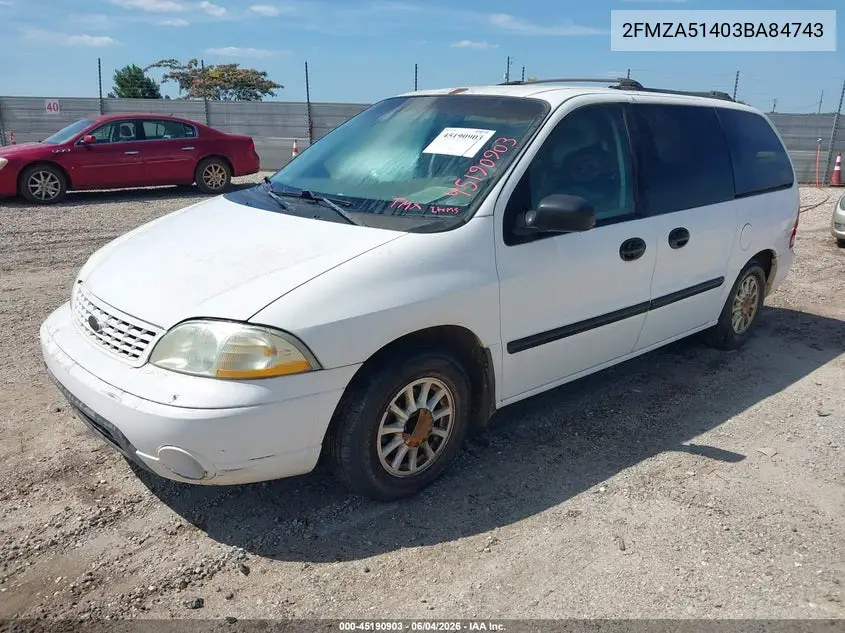 2003 Ford Windstar Lx VIN: 2FMZA51403BA84743 Lot: 45190903