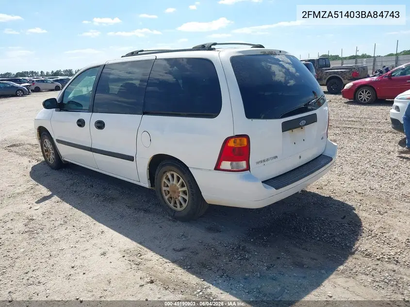 2003 Ford Windstar Lx VIN: 2FMZA51403BA84743 Lot: 45190903