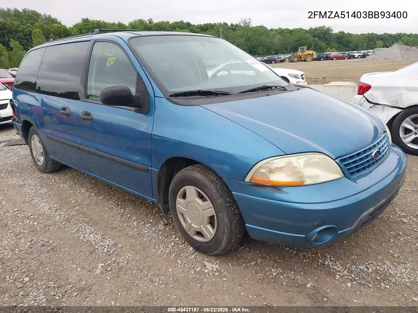 2003 Ford Windstar Lx VIN: 2FMZA51403BB93400 Lot: 45437187