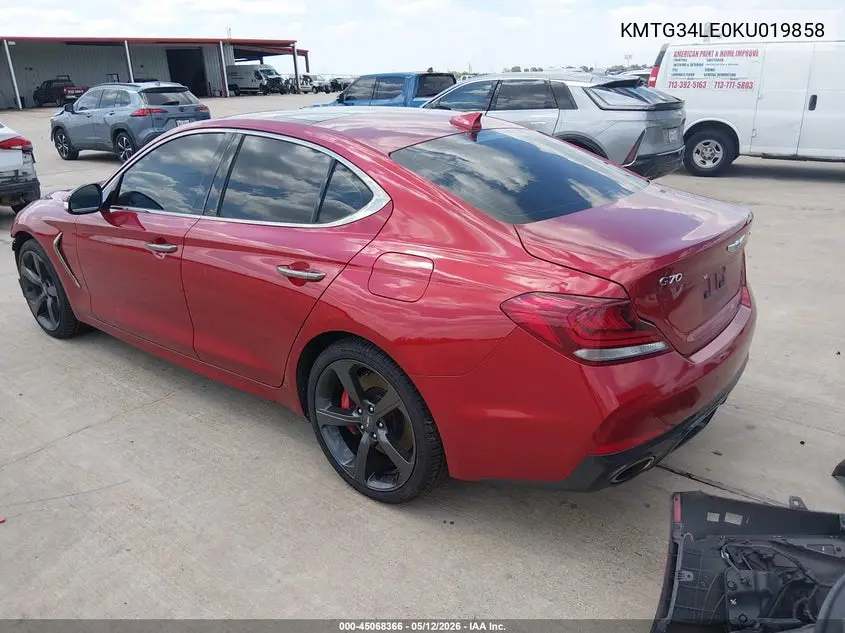 2019 Genesis G70 VIN: KMTG34LE0KU019858 Lot: 45068366