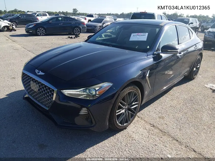 2019 Genesis G70 VIN: KMTG34LA1KU012365 Lot: 45291689