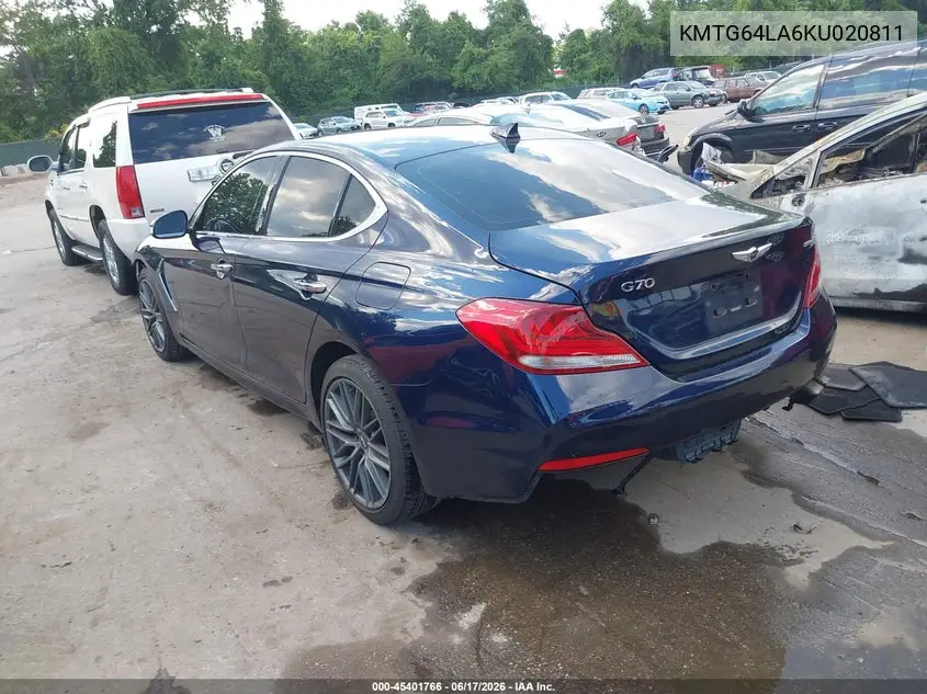 2019 Genesis G70 2.0T Advanced VIN: KMTG64LA6KU020811 Lot: 45401766