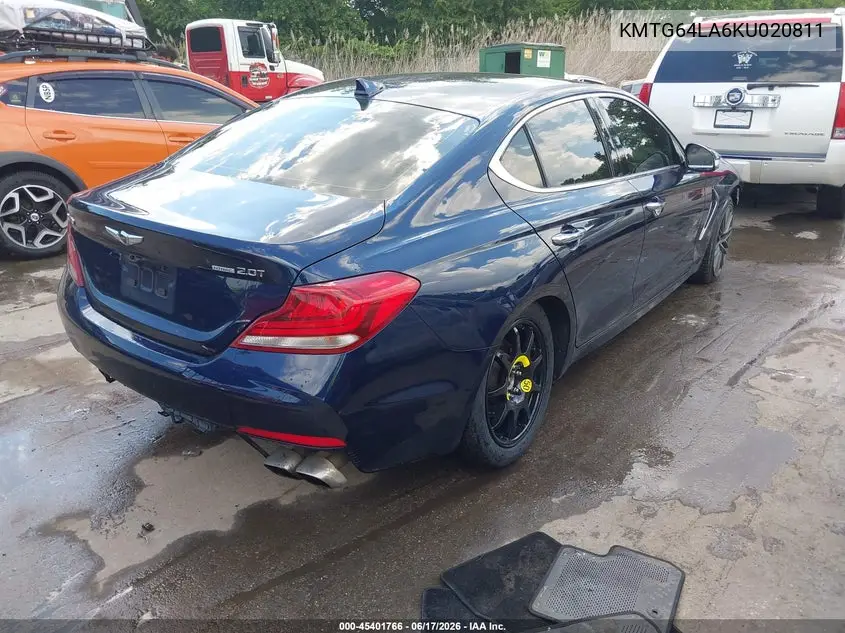 2019 Genesis G70 2.0T Advanced VIN: KMTG64LA6KU020811 Lot: 45401766