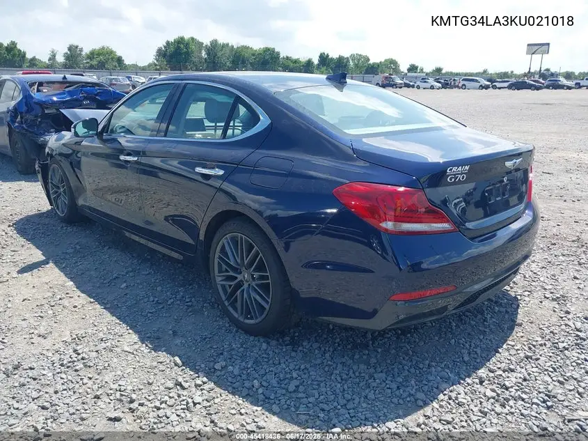 2019 Genesis G70 2.0T Advanced VIN: KMTG34LA3KU021018 Lot: 45418436