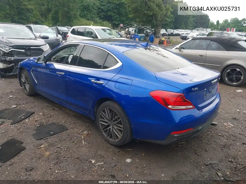 2019 Genesis G70 2.0T Advanced VIN: KMTG34LAXKU025731 Lot: 45437158