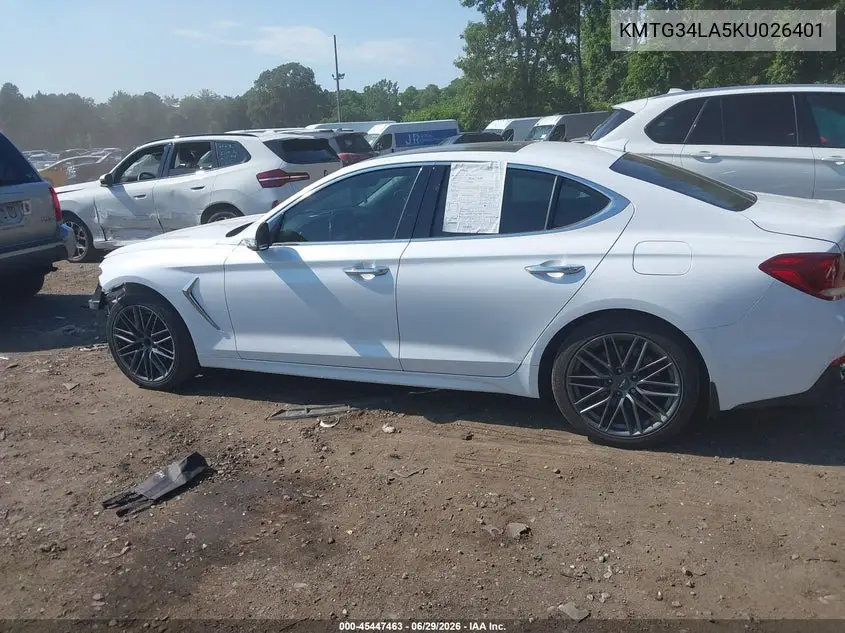 2019 Genesis G70 2.0T Advanced VIN: KMTG34LA5KU026401 Lot: 45447463