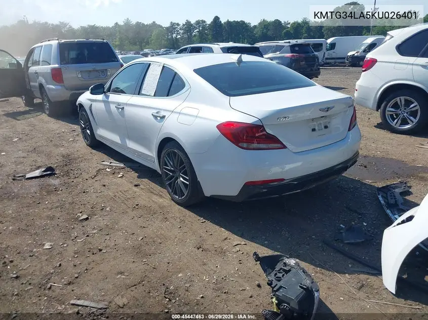 2019 Genesis G70 2.0T Advanced VIN: KMTG34LA5KU026401 Lot: 45447463