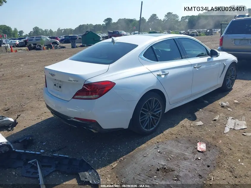 2019 Genesis G70 2.0T Advanced VIN: KMTG34LA5KU026401 Lot: 45447463