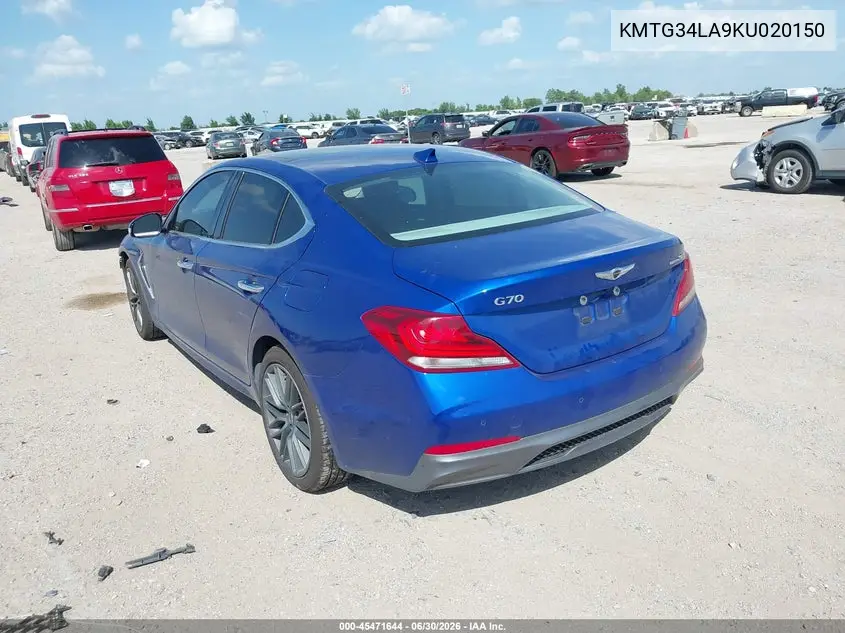 2019 Genesis G70 2.0T Advanced VIN: KMTG34LA9KU020150 Lot: 45471644
