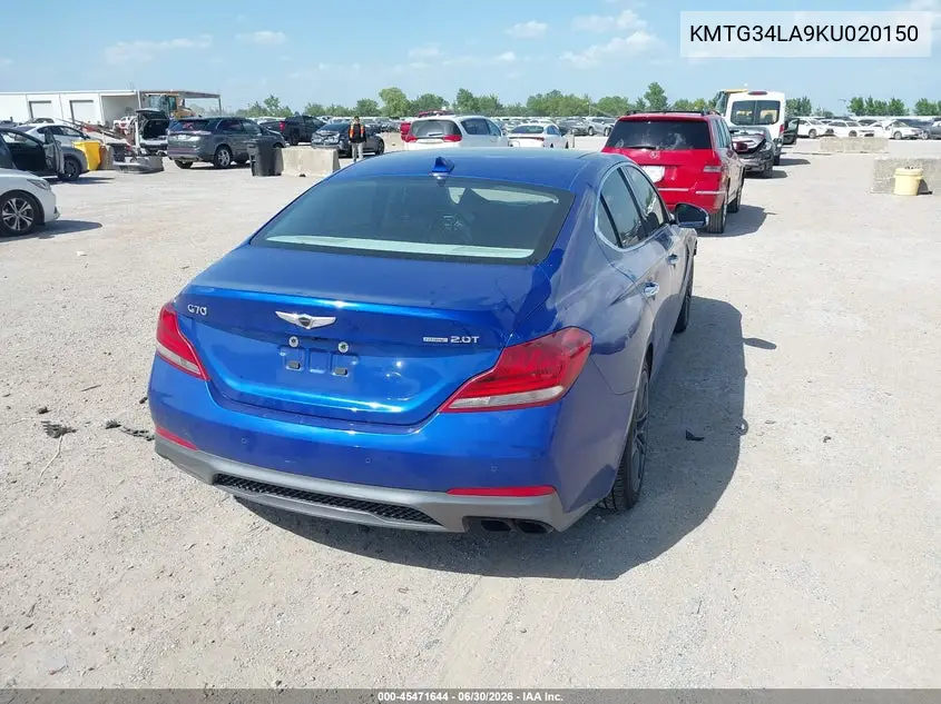 2019 Genesis G70 2.0T Advanced VIN: KMTG34LA9KU020150 Lot: 45471644
