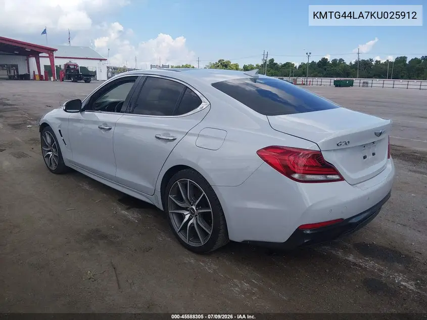 2019 Genesis G70 2.0T Advanced VIN: KMTG44LA7KU025912 Lot: 45588305