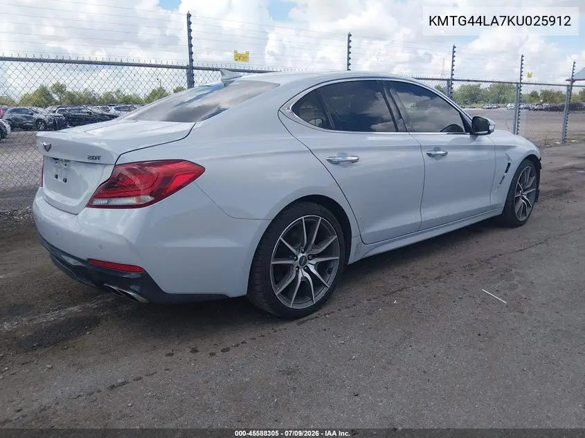 2019 Genesis G70 2.0T Advanced VIN: KMTG44LA7KU025912 Lot: 45588305