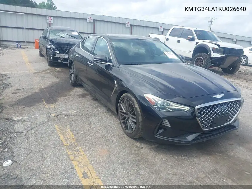 2019 Genesis G70 2.0T Advanced VIN: KMTG34LA1KU026640 Lot: 45651606