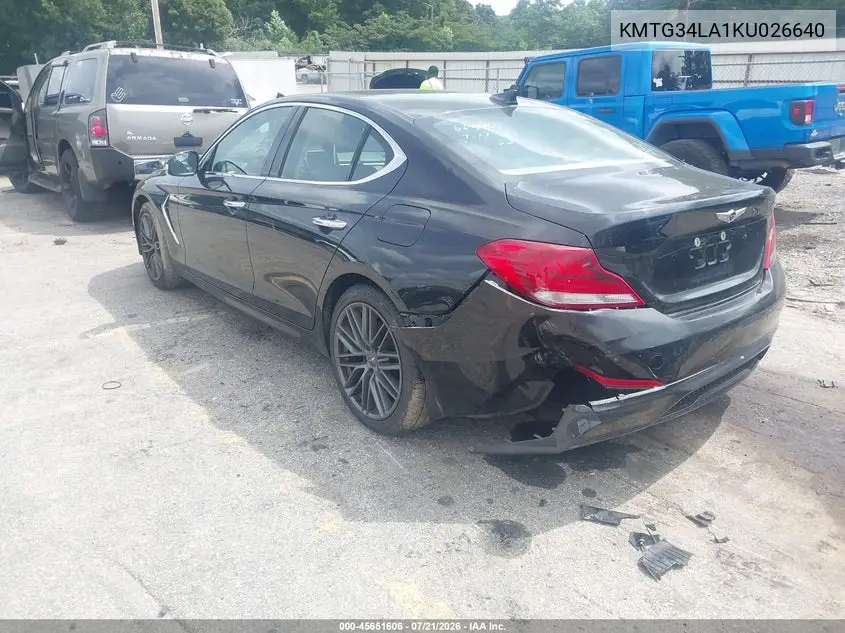 2019 Genesis G70 2.0T Advanced VIN: KMTG34LA1KU026640 Lot: 45651606