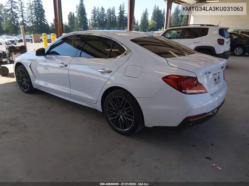 2019 Genesis G70 2.0T Advanced VIN: KMTG34LA3KU031063 Lot: 45688390