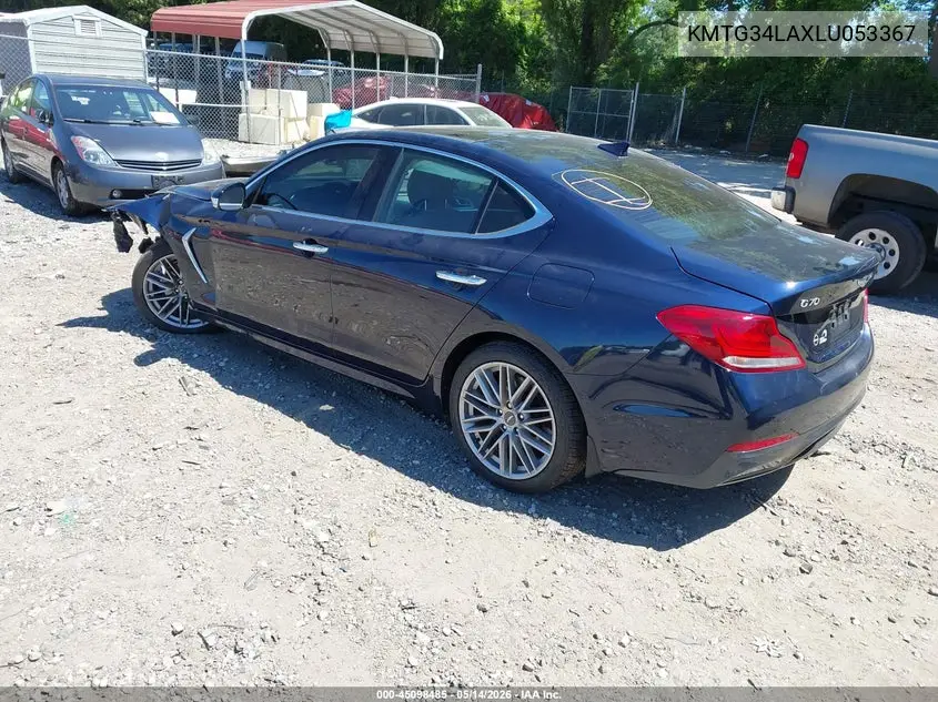 2020 Genesis G70 2.0T Rwd VIN: KMTG34LAXLU053367 Lot: 45098485