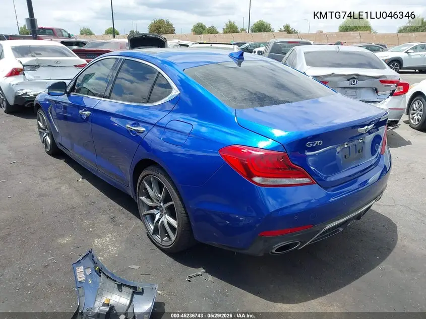 2020 Genesis G70 3.3T Rwd VIN: KMTG74LE1LU046346 Lot: 45236743
