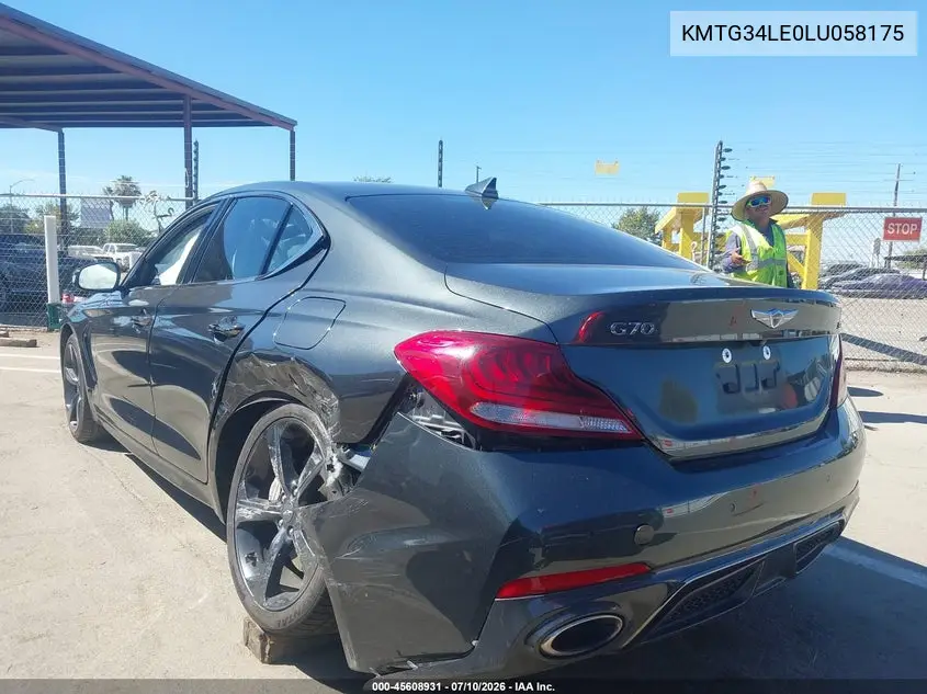 2020 Genesis G70 3.3T Rwd VIN: KMTG34LE0LU058175 Lot: 45608931