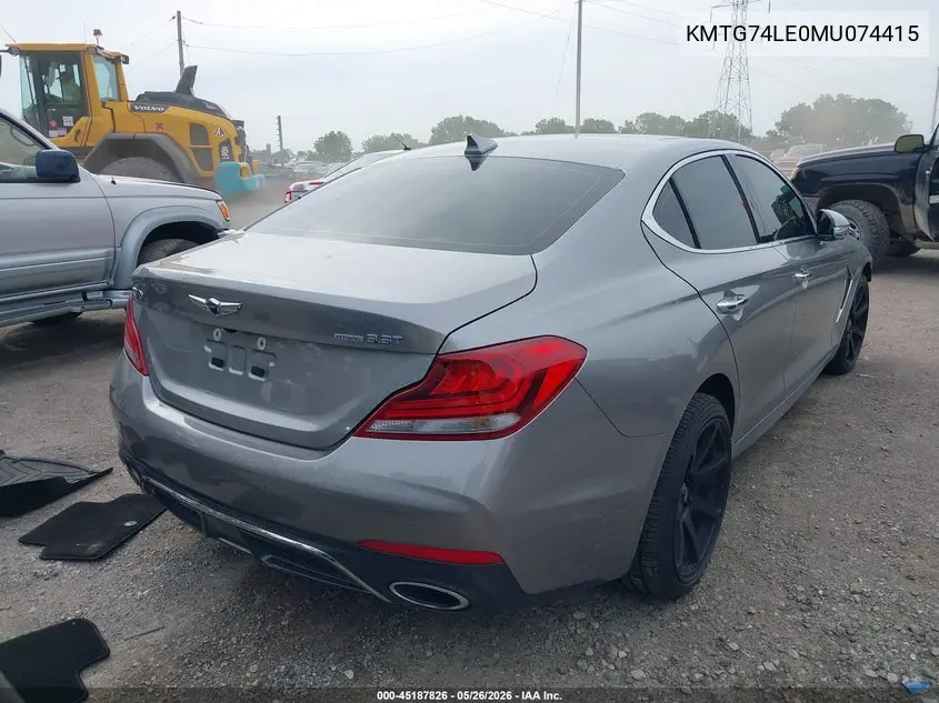 2021 Genesis G70 3.3T Awd VIN: KMTG74LE0MU074415 Lot: 45187826