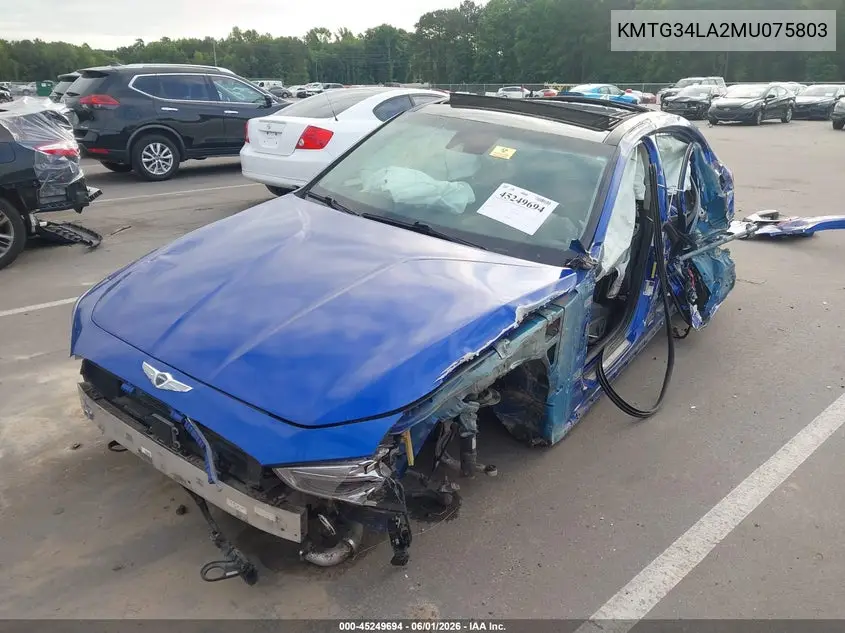 2021 Genesis G70 2.0T Rwd VIN: KMTG34LA2MU075803 Lot: 45249694