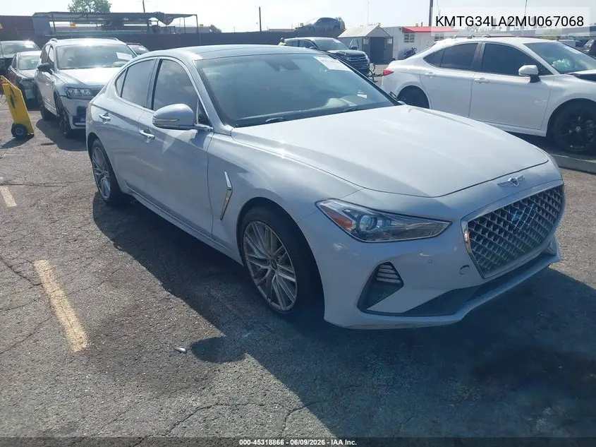 2021 Genesis G70 2.0T Rwd VIN: KMTG34LA2MU067068 Lot: 45318866