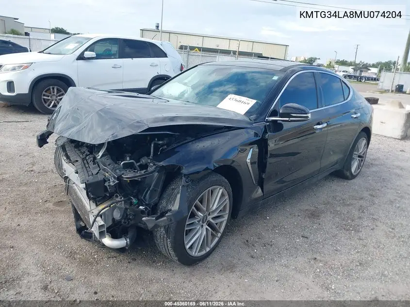 2021 Genesis G70 2.0T Rwd VIN: KMTG34LA8MU074204 Lot: 45360169