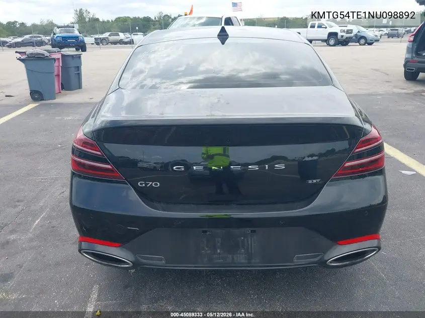 2022 Genesis G70 3.3T Rwd VIN: KMTG54TE1NU098892 Lot: 45089333