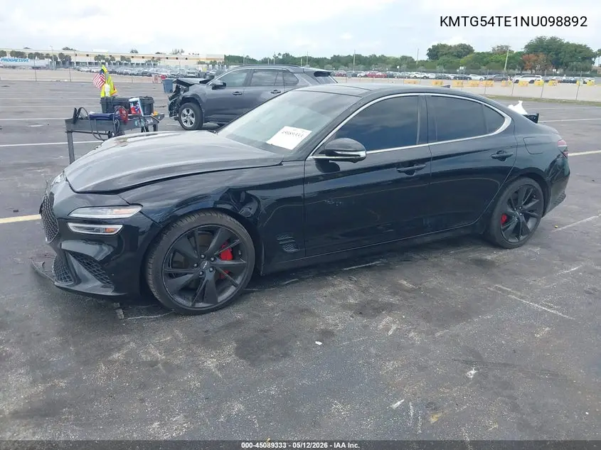 2022 Genesis G70 3.3T Rwd VIN: KMTG54TE1NU098892 Lot: 45089333