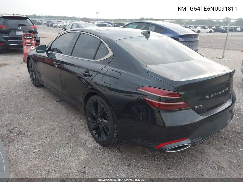 2022 Genesis G70 3.3T Rwd VIN: KMTG54TE6NU091811 Lot: 45113335