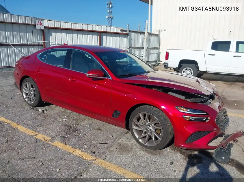 2022 Genesis G70 2.0T Rwd VIN: KMTG34TA8NU093918 Lot: 45135932