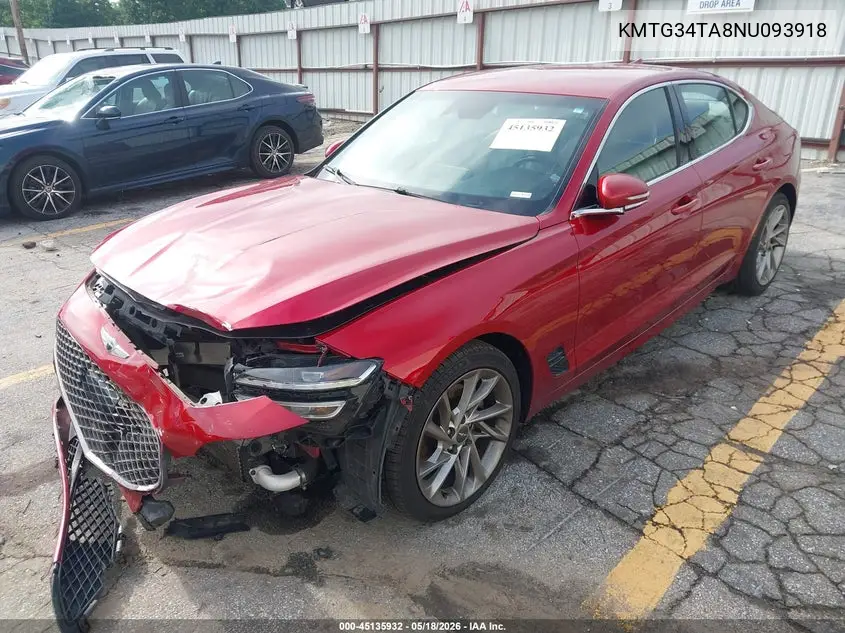 2022 Genesis G70 2.0T Rwd VIN: KMTG34TA8NU093918 Lot: 45135932