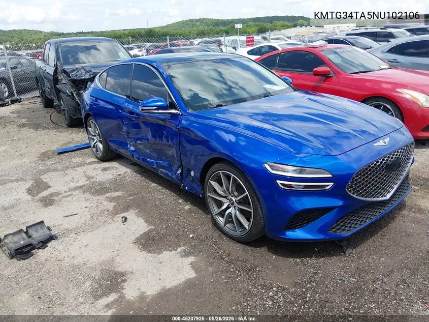 2022 Genesis G70 2.0T Rwd VIN: KMTG34TA5NU102106 Lot: 45207925