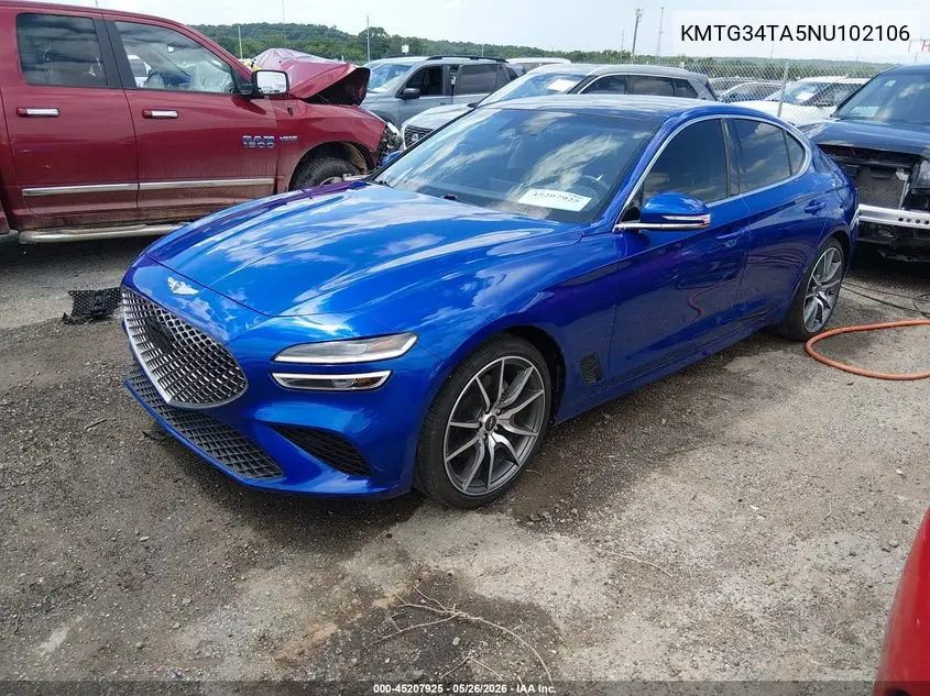 2022 Genesis G70 2.0T Rwd VIN: KMTG34TA5NU102106 Lot: 45207925