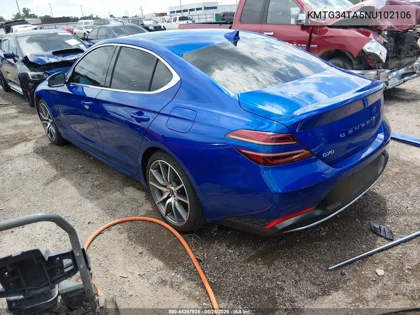 2022 Genesis G70 2.0T Rwd VIN: KMTG34TA5NU102106 Lot: 45207925