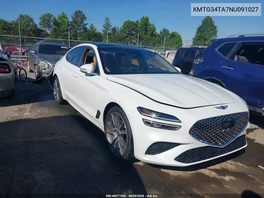 2022 Genesis G70 2.0T Awd VIN: KMTG34TA7NU091027 Lot: 45271358